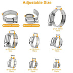 60-Pieces: Hose Clamp Stainless Steel Adjustable Worm Gear