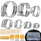 60-Pieces: Hose Clamp Stainless Steel Adjustable Worm Gear