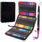 60-Pieces: Vibrant Double-Tip Brush Pens - Artist-Grade Fine & Brush Markers