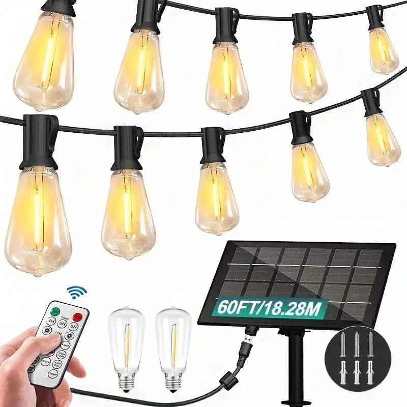 60FT Solar String Lights With USB Port & Remote Control