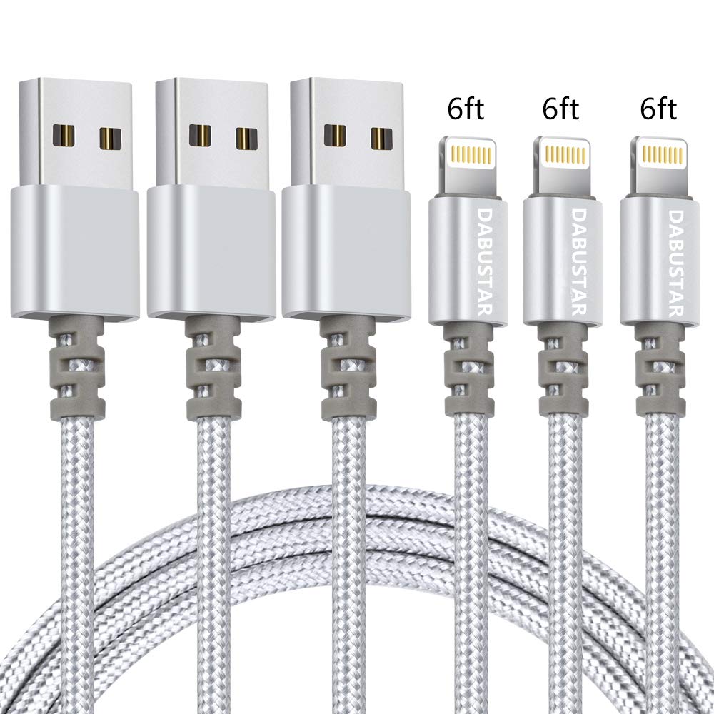 3 Pack 6FT Nylon Braided Lightening Charging Cables