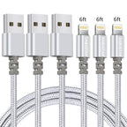 3 Pack 6FT Nylon Braided Lightening Charging Cables