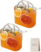 Purse Drinking Glass, Glass Purse for Drinks, Unique Wine Glasses with Straw, Decorative Fish Bowl Vase with Straw