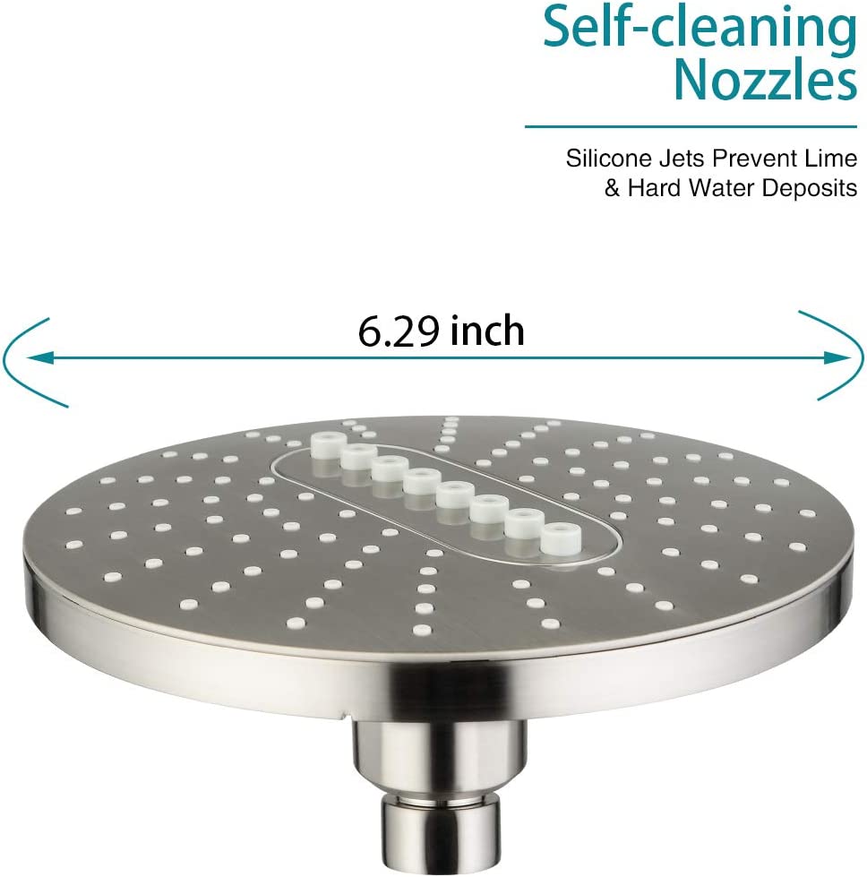 Bright Showers 6.3" 2-Spray Rainfall Shower Head with Adjustable Angles