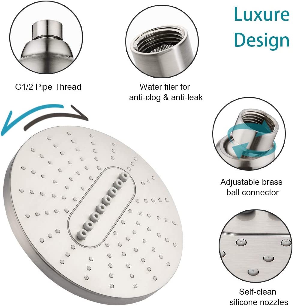 Bright Showers 6.3" 2-Spray Rainfall Shower Head with Adjustable Angles