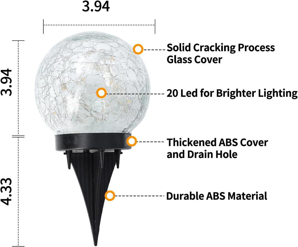 6 Pack Solar Globe Lights Outdoor Waterproof