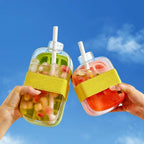 2-in-1 Silicone Ice Cube Bottle with Lid & Straw