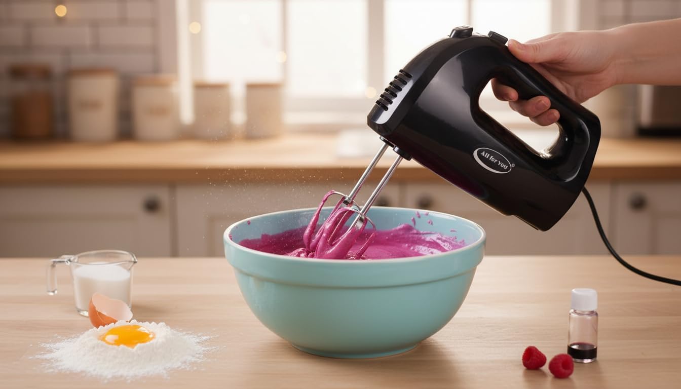250-Watt 5-Speed Electric Hand Mixer with Whisk Attachment & Traditional Beaters