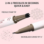 Dual-Ended Freckle Pen & Freckle Stamp - Precise 15° Curved Tip Makeup Waterproof & Smudge Proof, Long Lasting Faux Freckles Pencils