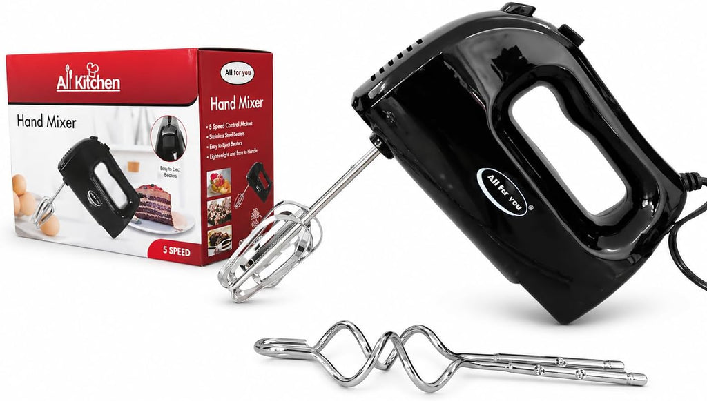 250-Watt 5-Speed Electric Hand Mixer with Whisk Attachment & Traditional Beaters
