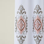 Embroidered Medallion Curtain Set – 2 Panel Window Drapes with Attached Backing & Matching Valance