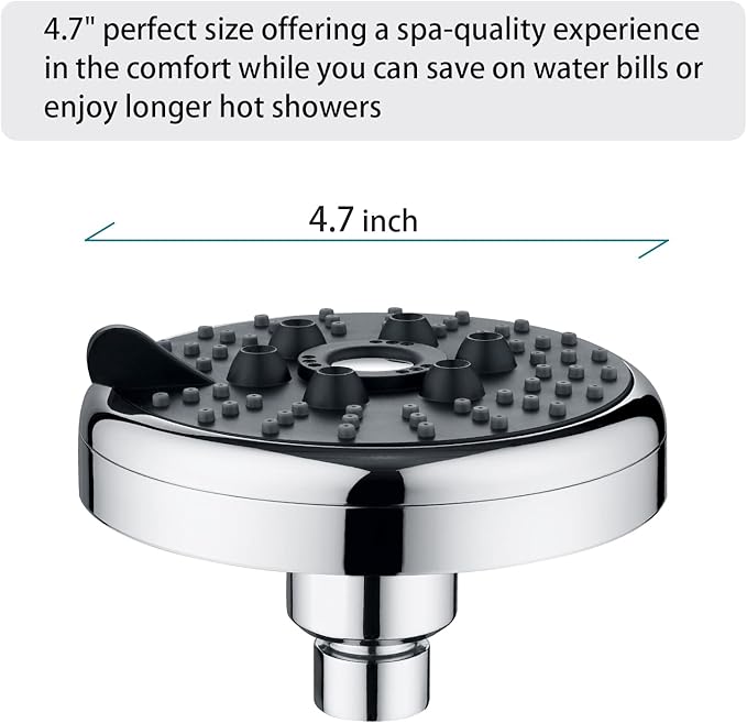 3 Spray Fixed Rainfall Shower Head with Adjustable Metal Swivel Ball Joint