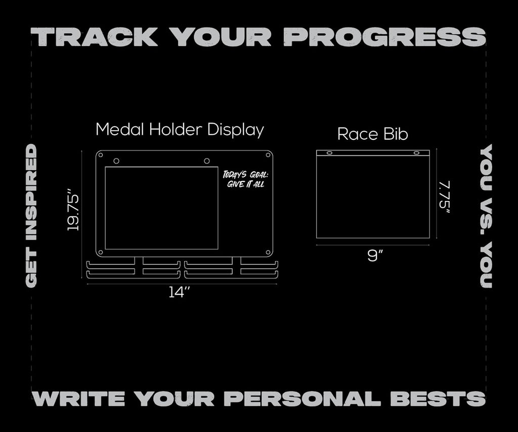 Running Medal Hanger & Bib Display Board with Chalkboard | BLAUBECK Wall Holder