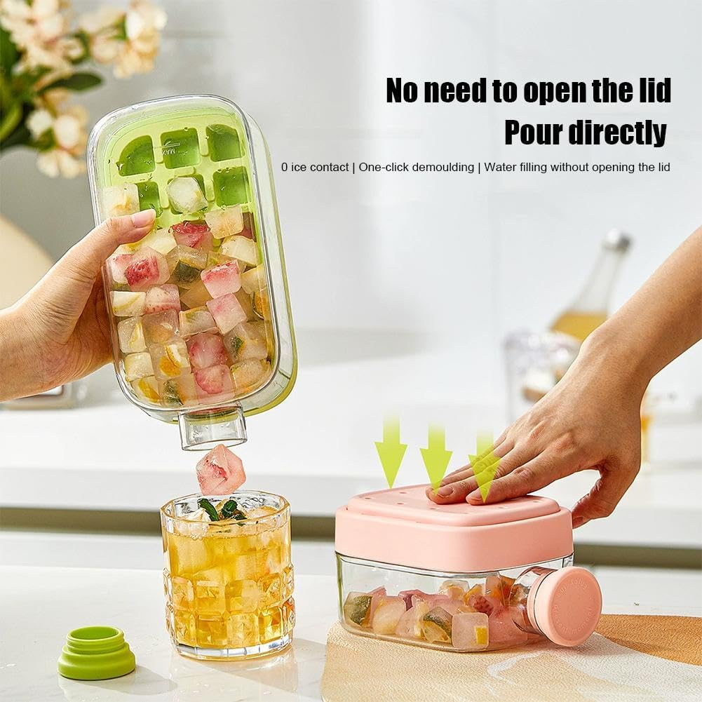 2-in-1 Silicone Ice Cube Bottle with Lid & Straw
