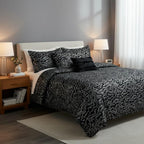 Botanical 5-Piece Comforter Set - Pintuck Bedding with Abstract Wave Design