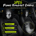 2Pcs Spooky Night Cartoon Universal Car Headrest Covers