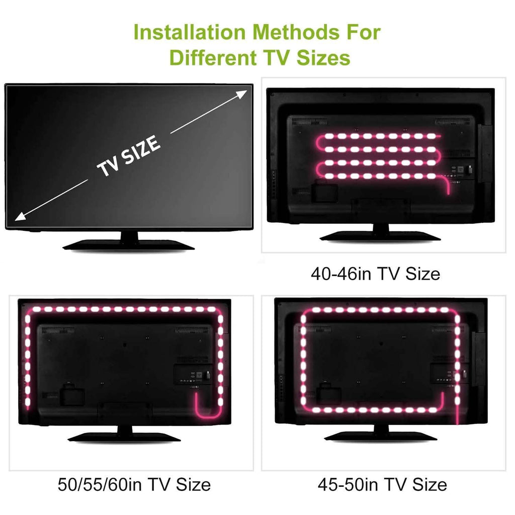 6.56ft TV LED Backlight RGB Strip Light USB Monitor Lighting