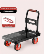 Heavy Duty Folding Platform Cart-350/660/680/820 lb-Flatbed Hand Truck with Strap