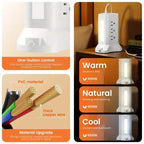 14-in-1 Power Strip Tower with 4 USB Ports & 9 AC Outlets, 10ft Extension Cable, Adjustable 3-Color Night Light