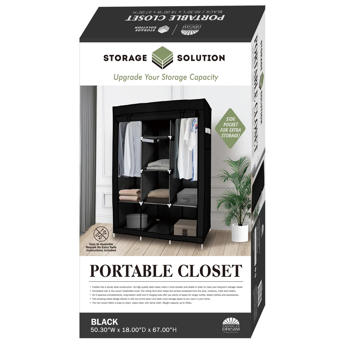 Portable Free Standing Closet - 8 Shelves, 2 Hanging Rods