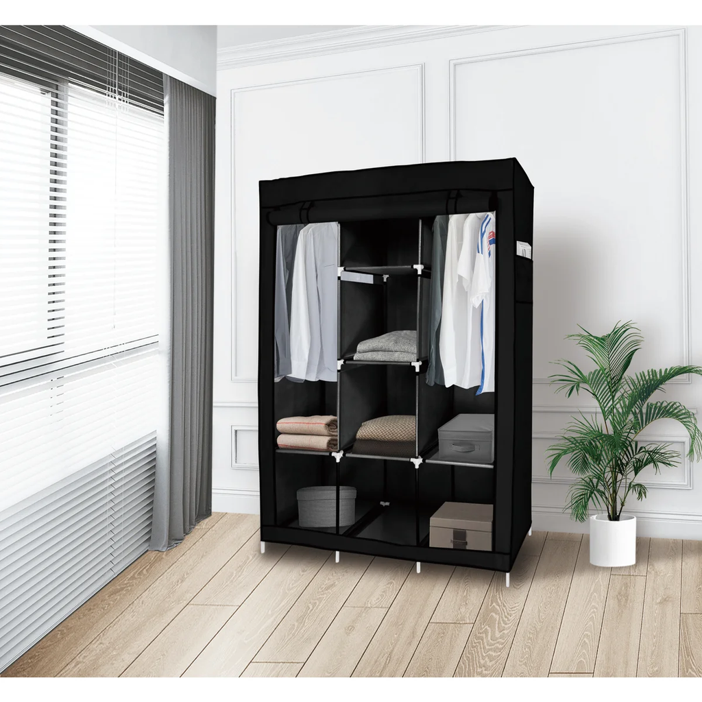 Portable Free Standing Closet - 8 Shelves, 2 Hanging Rods