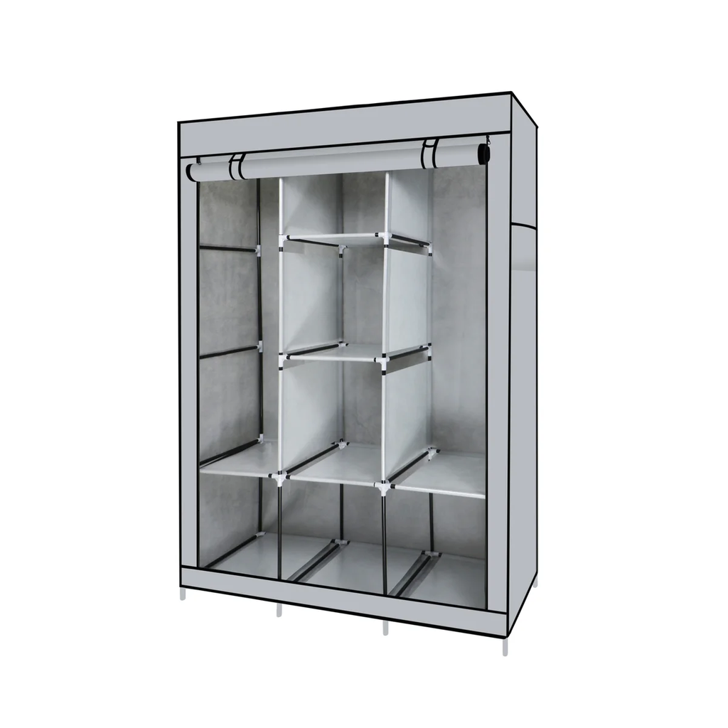 Portable Free Standing Closet - 8 Shelves, 2 Hanging Rods