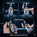 Voice-Activated Dual Flame Lighter,USB Rechargeable Windproof Refillable with Visible Window