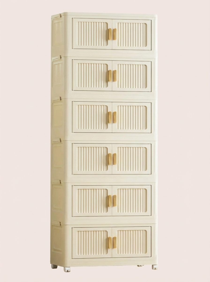 2-6 Layer Foldable Rolling Storage Bin Cabinet