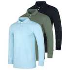 (6-Pack) Men's Cotton Jersey Long-Sleeve Polo Shirts