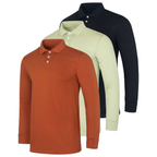 (6-Pack) Men's Cotton Jersey Long-Sleeve Polo Shirts