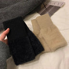 Plush Cozy Fingerless Gloves for Women