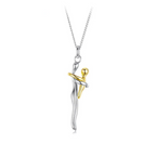 Hug Embrace Pendant Necklace for Mom & Child, Silver Gold Two-Tone Family Jewelry