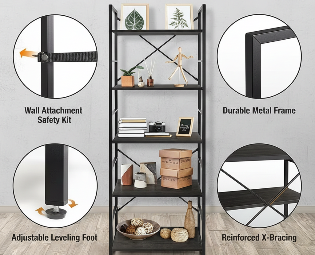 Industrial Metal Bookshelf