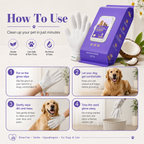 Deodorizing Glove Wipes for Dogs & Cats - Waterless Bath Alternative