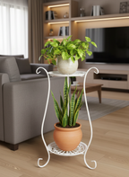 Two-Tier Metal Plant Stand – Double Layer Iron Flower Rack for Indoor & Outdoor Plants