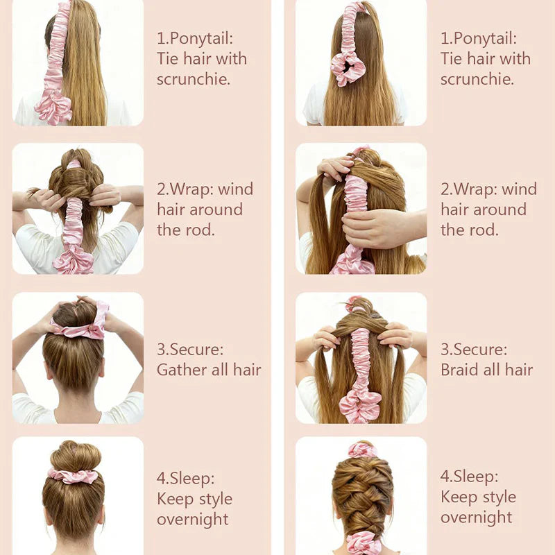 Multi-function Satin Heatless Hair Curler & Hair Tie Non
