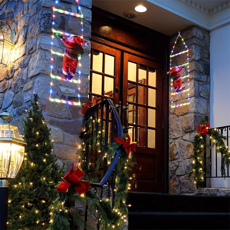 Climbing Santa LED Ladder Lights  - 1m Festive Holiday Decoration for Indoor & Outdoor Use, 8 Lighting Modes, Remote Controlled