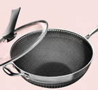 13.3″ Stainless Steel Wok Pan with Lid & Spatula – Nonstick – All Cooktops