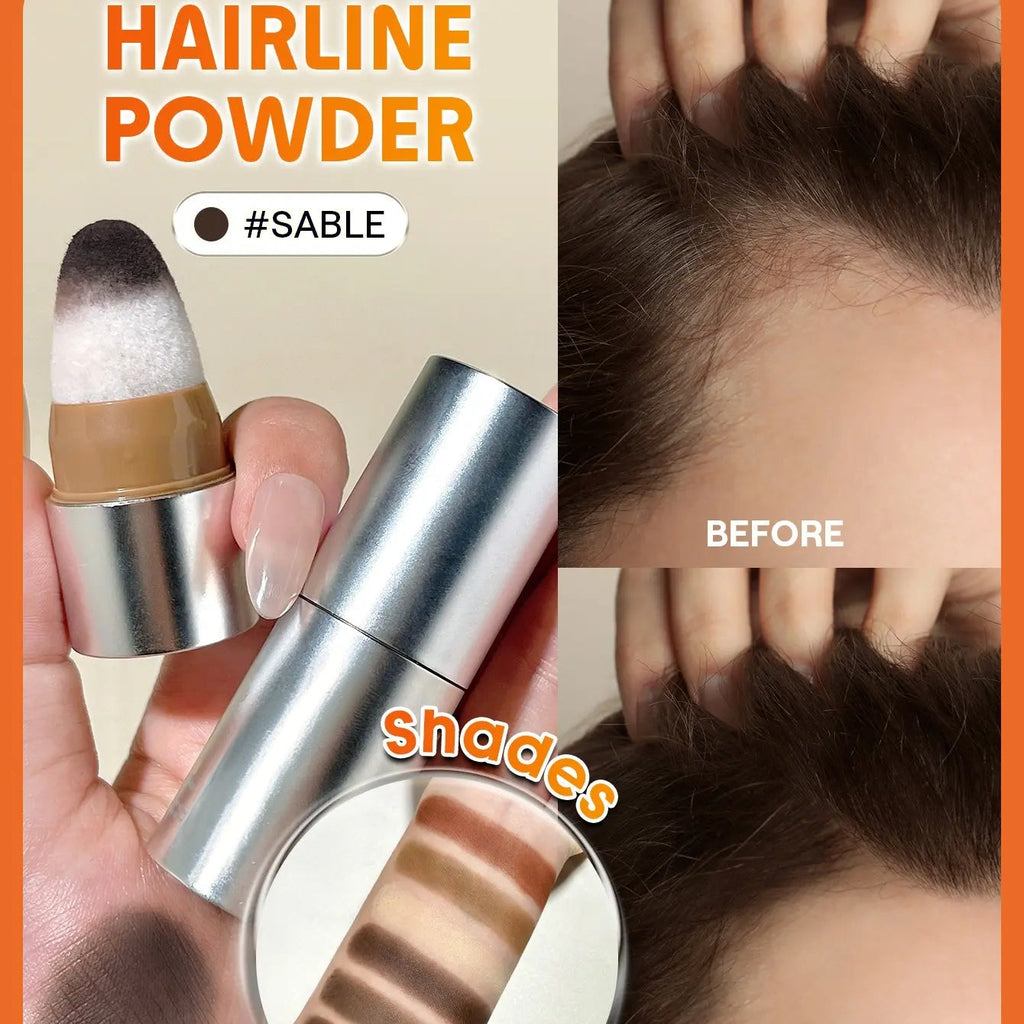 Fix & Fill Hairline Powder-Spice, 4-IN-1 Powder Stick for Hairline, Part, Contour & Brow, Quick Fix Sparse Hair
