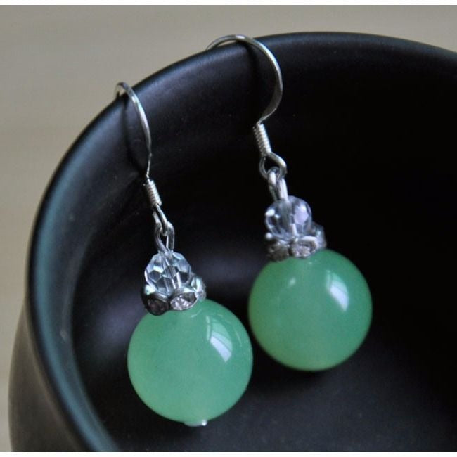 Natural Jadeite Bead Earrings