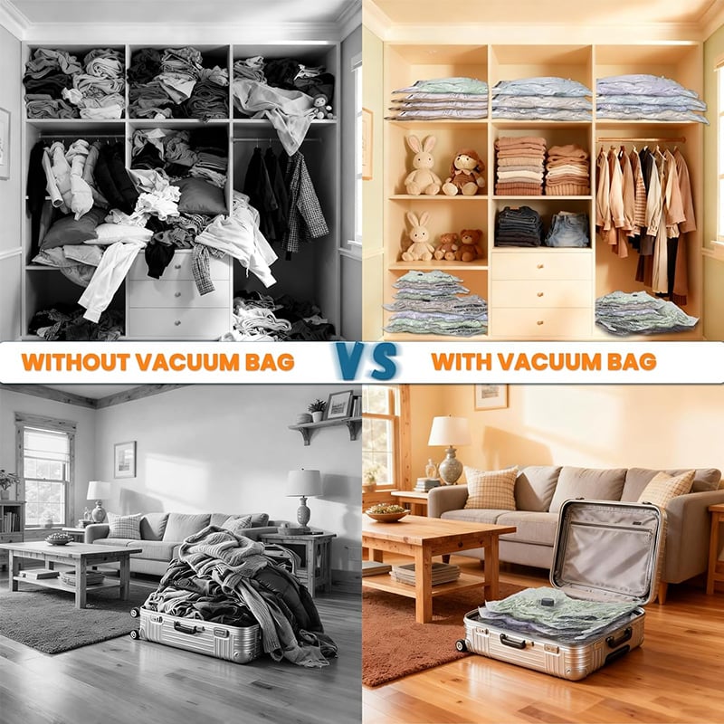 Travel Vacuum Storage Bags Cordless Compression Organizer Bag Set