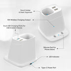 Wireless Charging Stand with Dual USB Charger & Desk Organizer