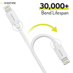 6Ft Overtime Apple MFI Certified Lightning To USB Cable, Phone Charger and Sync Cable