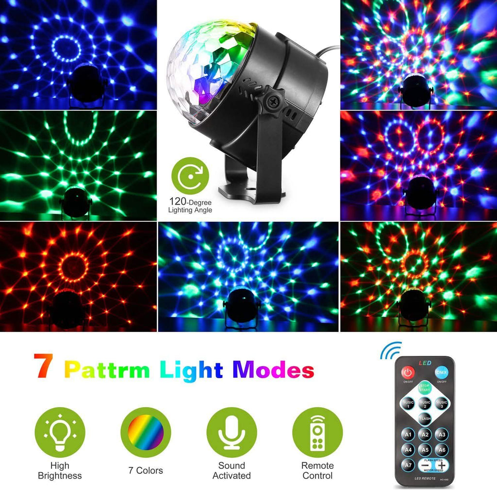 7 Colors Sound Activated Party Lights with Remote Control