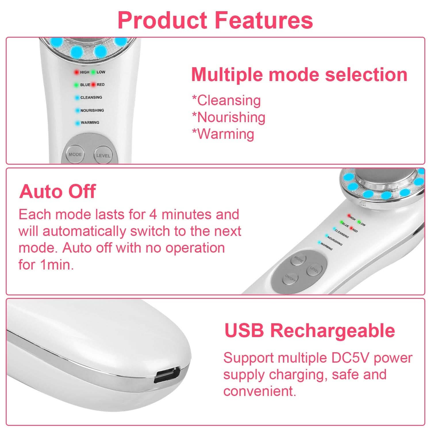 7-in-1 Facial Massager Ultrasonic High Frequency Face Lifting Machine