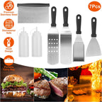 7-Piece Set: Stainless Steel BBQ Grilling Utensil Tools