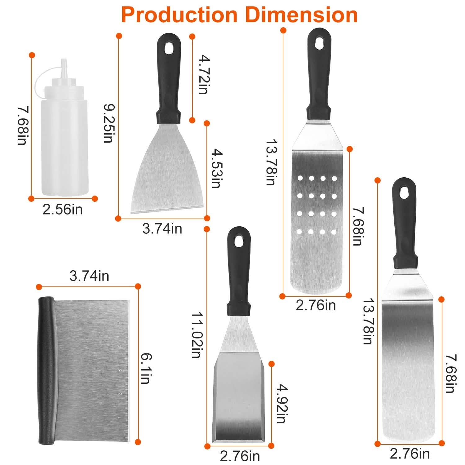 7-Piece Set: Stainless Steel BBQ Grilling Utensil Tools