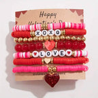 7-Pieces: Fashionable Cute Cartoon Love Heart Charms Pendant Bracelets