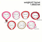 7-Pieces: Fashionable Cute Cartoon Love Heart Charms Pendant Bracelets