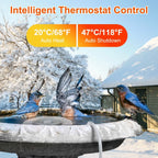 70W Bird Bath Deicer Aluminum Alloy Water Heater with Thermostat Auto Shutdown